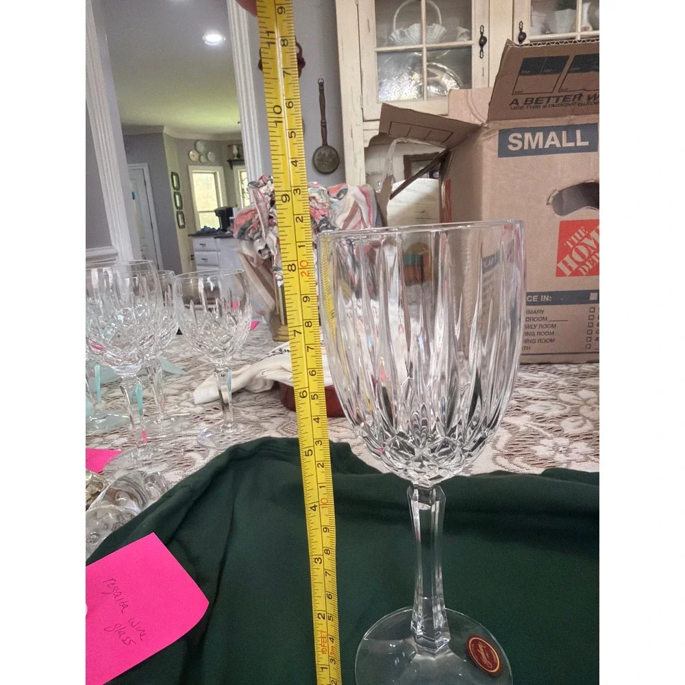 Gorham Regatta Fine Crystal Wine Glass Germany Vertical Diamond Cut Stemware